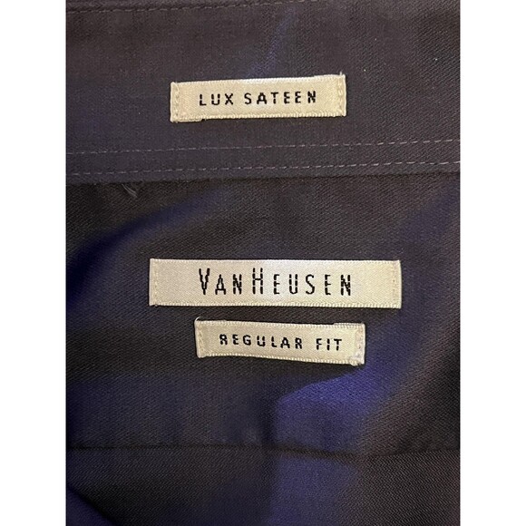 Van Heusen Shirt Mens 15.5 32/33 Purple Lux Sateen Regular Fit Dress 20KH539510 - Picture 5 of 10